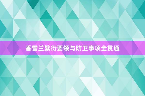 香雪兰繁衍要领与防卫事项全贯通