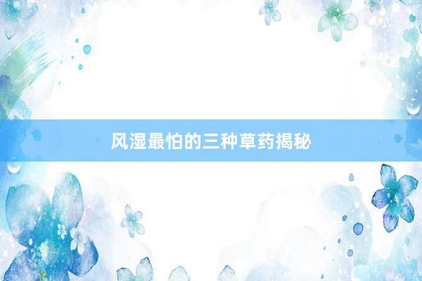 风湿最怕的三种草药揭秘